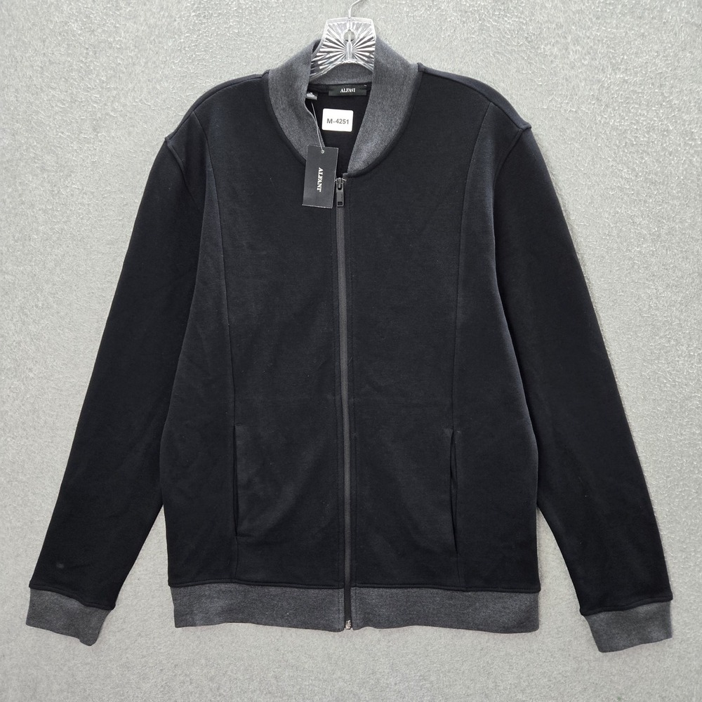 Alfani Men Jacket M Black Fall‎ Promo Bomb Full Zip Mock Neck NWT